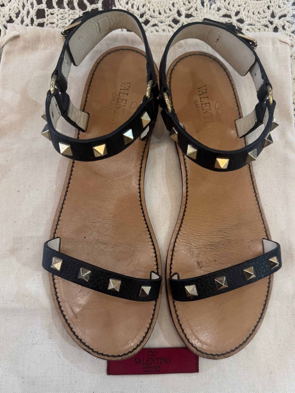 Valentino Leather Rock Stud Ankle-Strap Sandals
